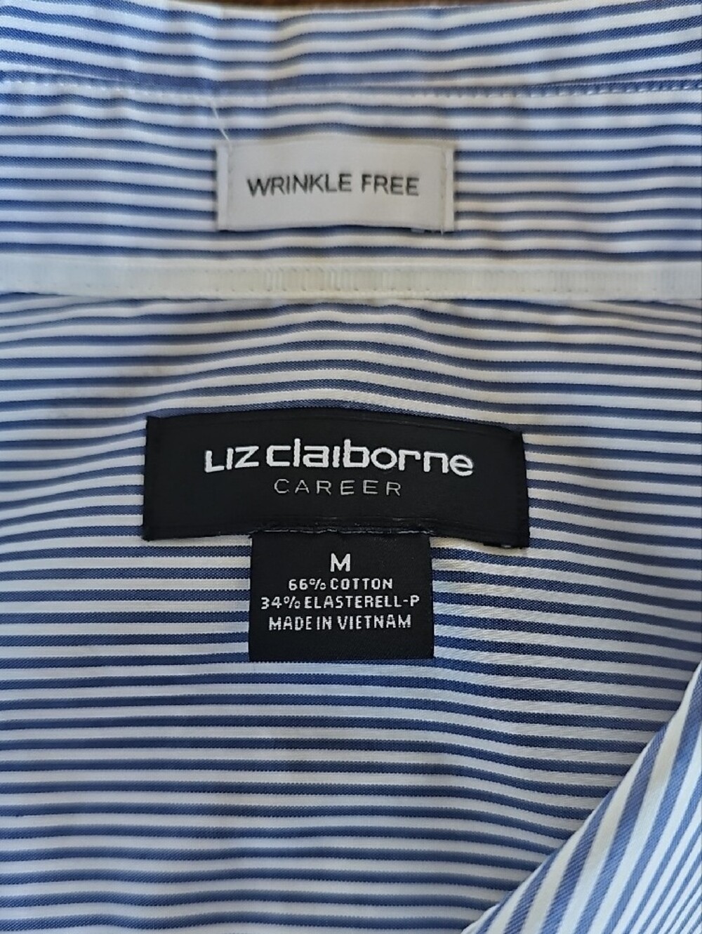 Liz Clairborne - Wrinkle Free Medium Thin Blue-and-White Stripe Dress Shirt - Picture 5 of 6